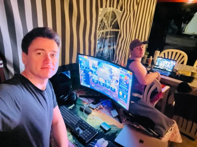 Gaming at a seaside camp